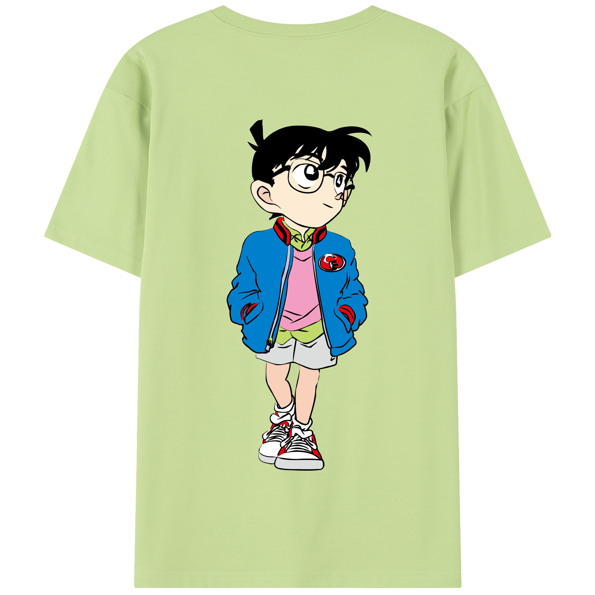 （画像用） 名探偵コナン 江戸川 コナン Detective Conan Conan Edogawa 綿100％半袖Tシャツ（背面プリント）